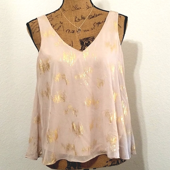 Mimi Chica Tops - MIMI CHICA Gold shimmer streaked sleeveless top Small flowy